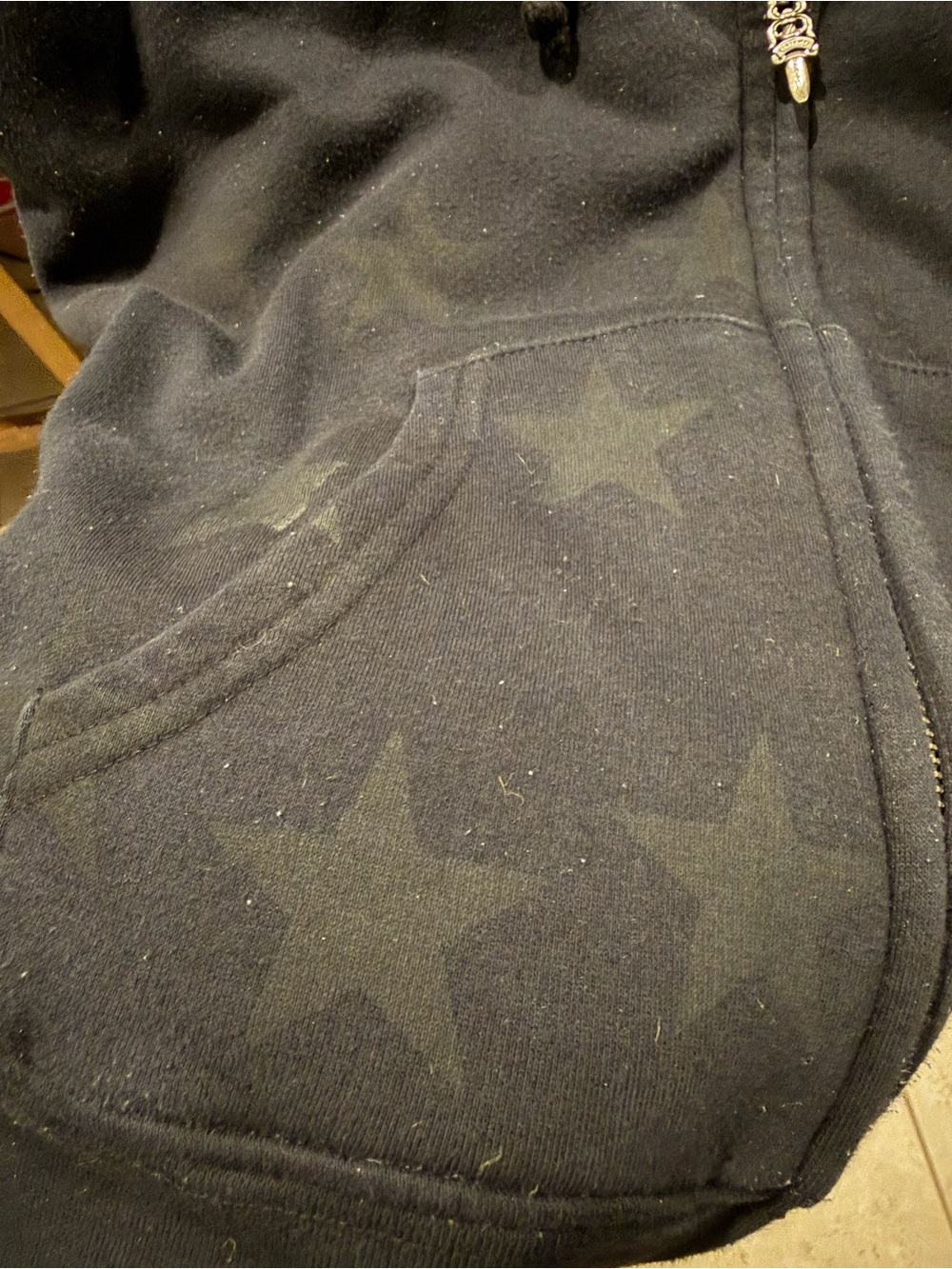 Vintage Chrome Hearts Black Star Zip-Up Hoodie with White Logo - Picture 2 of 11